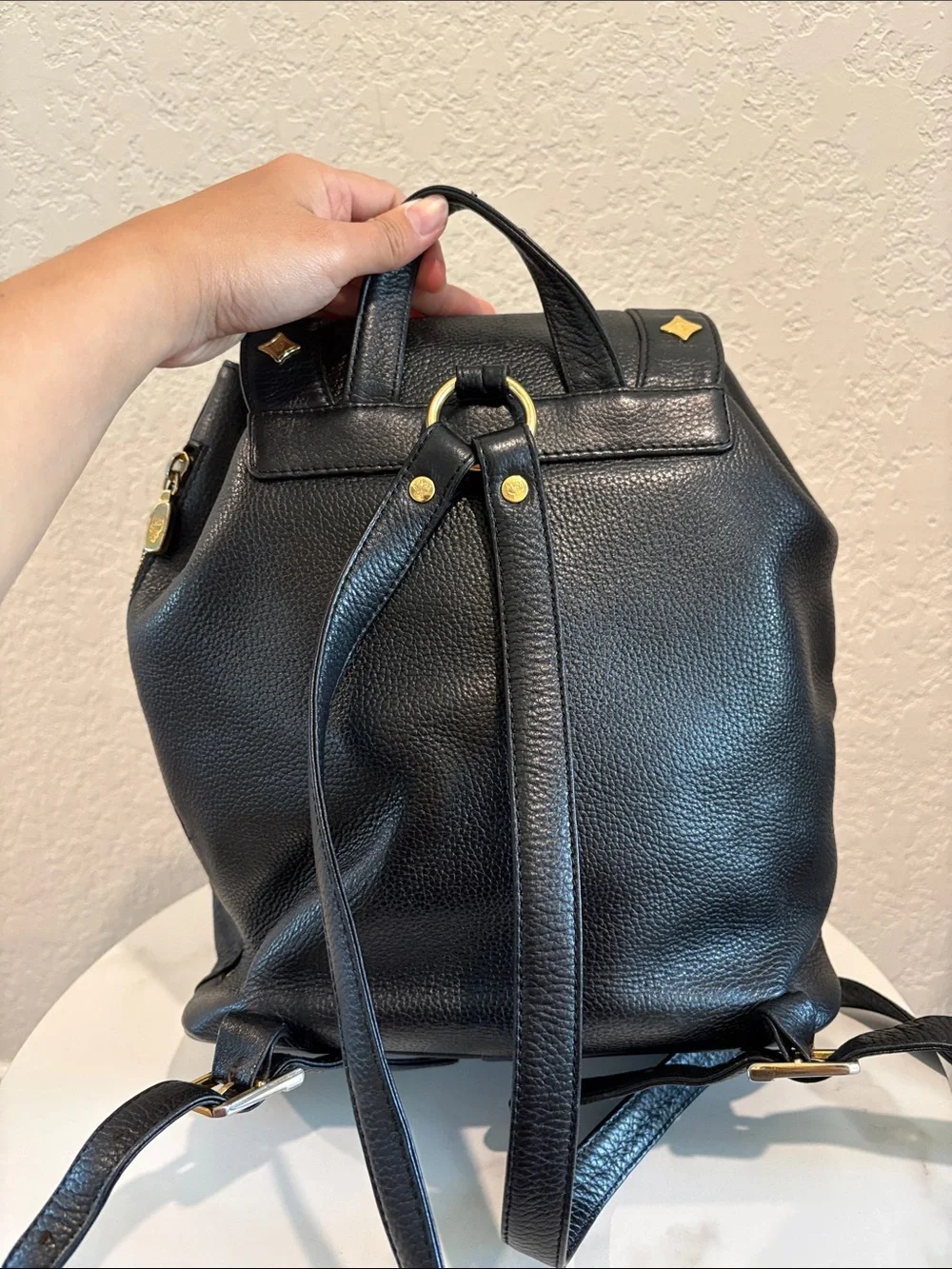MCM Black Leather Backpack Made in Germany